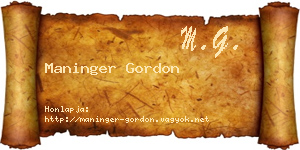 Maninger Gordon névjegykártya